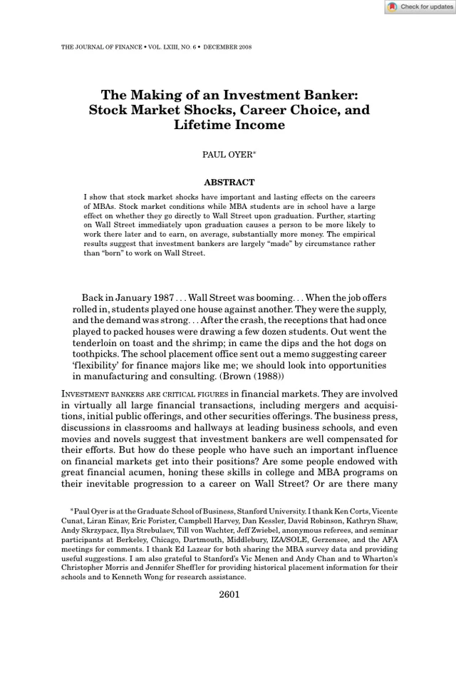 First page of The Making of an Investment Banker